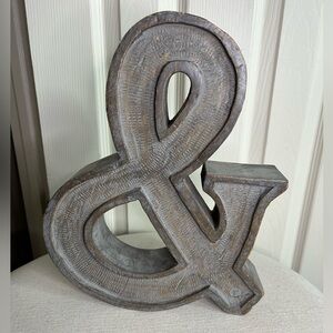 Ampersand "and" Symbol Rustic Shabby Chic Distressed Painted Wooden Sign Decor